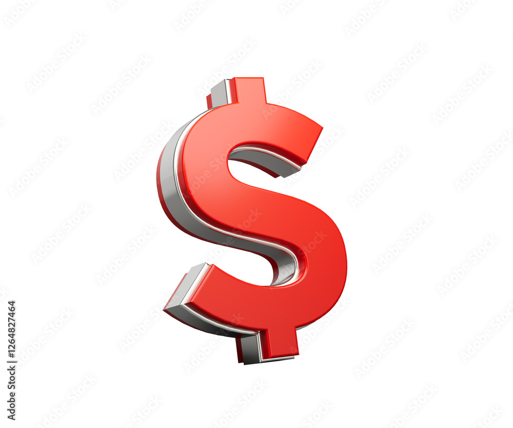 Bold Vibrant Red United States Dollar Currency Symbol With Sleek Metallic Gleam 3D Illustration Bold Vibrant Red United States Dollar Currency Symbol With Sleek Metallic Gleam 3D Illustration