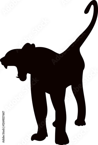 tiger roaring silhouette on white background vector