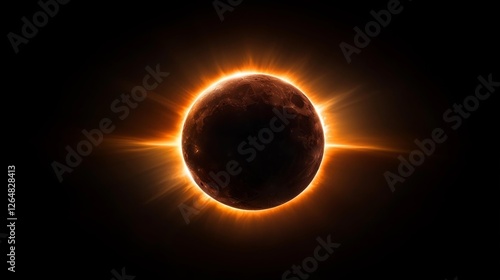 Eclipse with dramatic solar corona and darkened moon in the sky. Generative AI photo