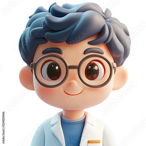 Adorable Cartoon Doctor Boy Illustration