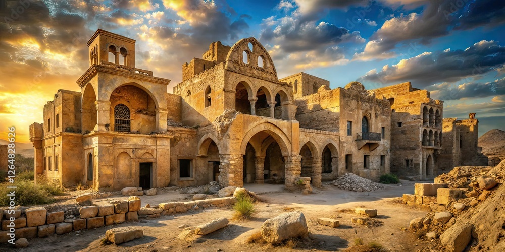 Fototapeta premium Abandoned Qsar Al-Kharanah Jordan - Urban Exploration AI Photo