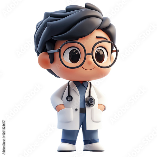 Adorable Cartoon Doctor Character Illustration