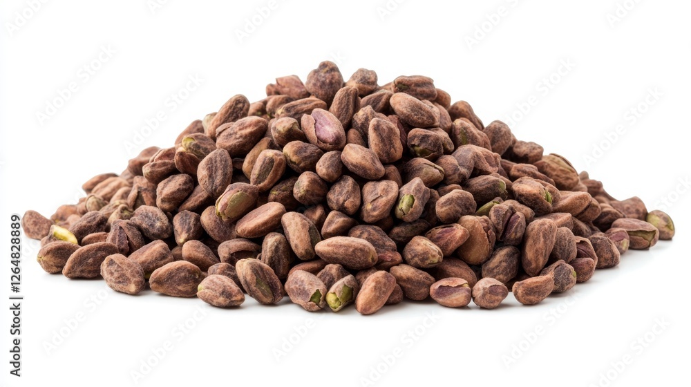 Pile of Raw Unshelled Brown Pistachio Nuts on White Background Pile of Raw Unshelled Brown Pistachio Nuts on White Background