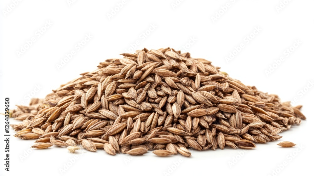 Pile of Cumin Seeds Isolated on White Background for Culinary Use Pile of Cumin Seeds Isolated on White Background for Culinary Use