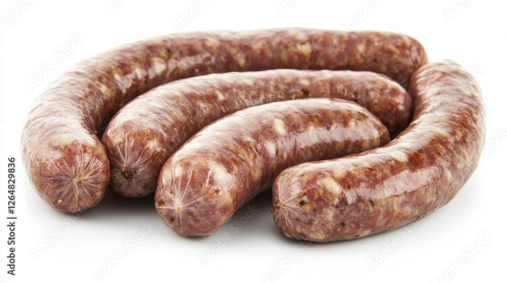 Fresh Raw Sausages Ready for Cooking on a White Background Fresh Raw Sausages Ready for Cooking on a White Background