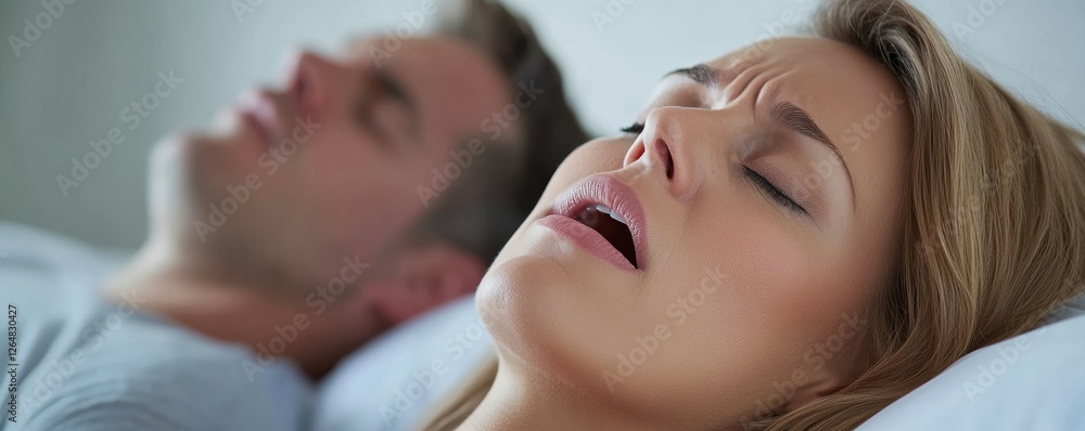 Angry Woman Trying To Sleep With Snoring Man, Angry Woman Trying To Sleep With Snoring Man,