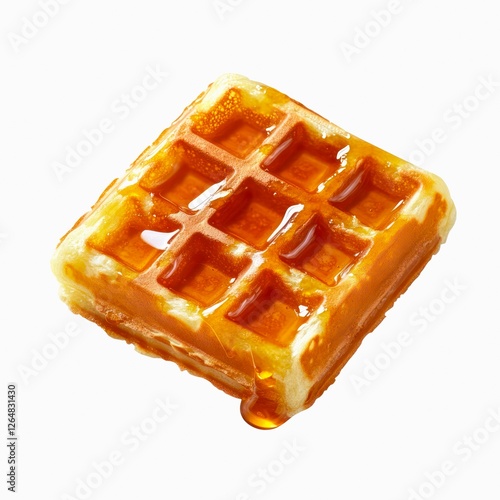 Belgian waffle with maple syrup isolated on white background. photo