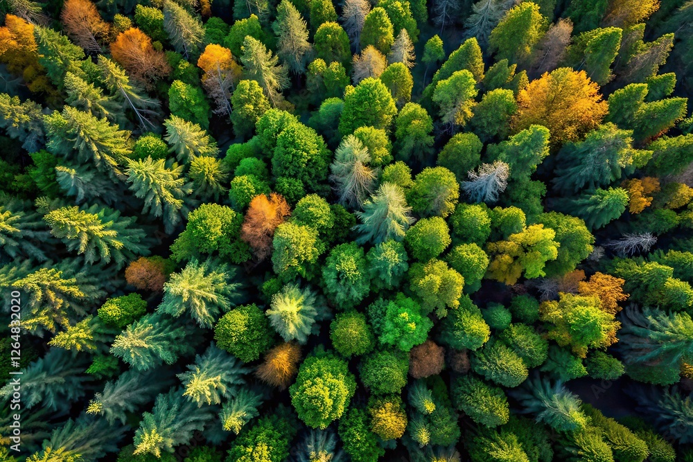 Fototapeta premium Aerial Photography of Wood Backgrounds, Stunning Forest Scenery, High-Resolution AI Image