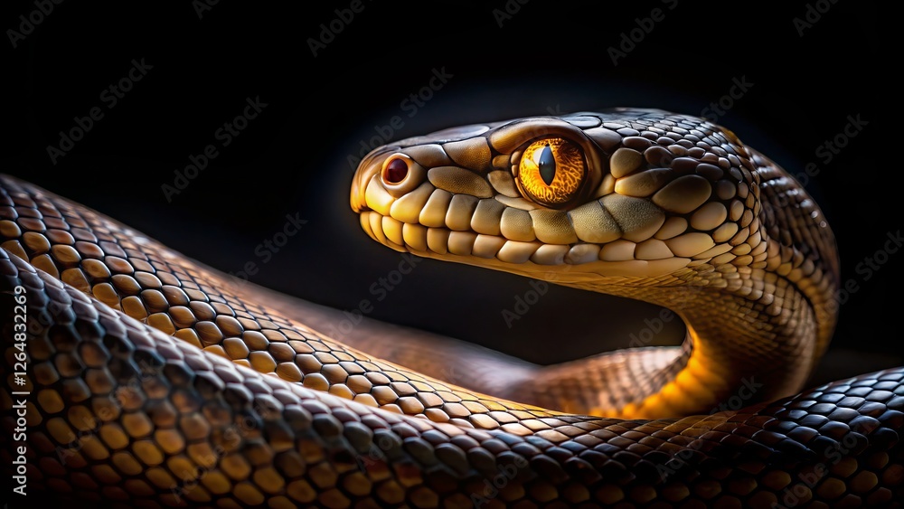 Fototapeta premium Close-Up Portrait of a Beautiful Snake with Intricate Scales