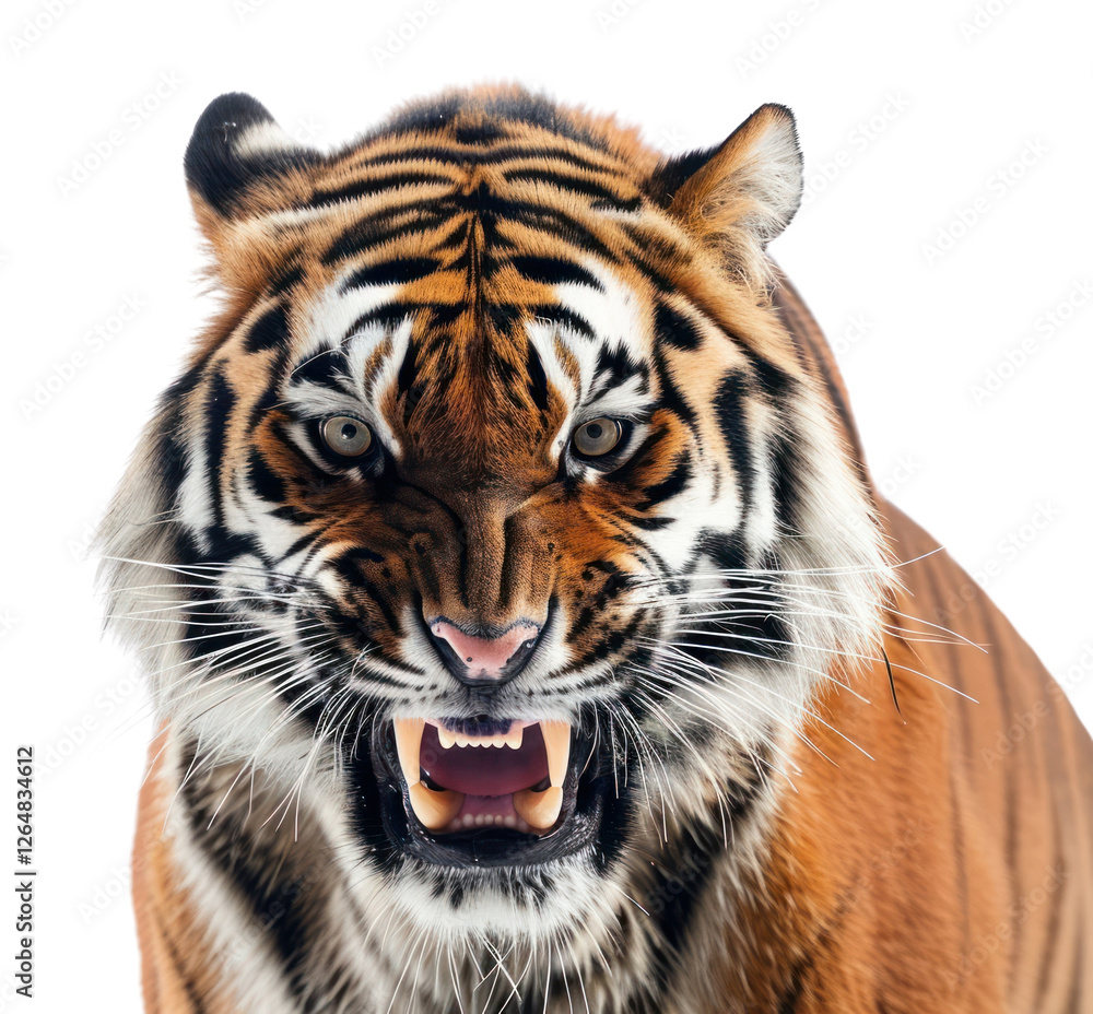 Naklejka premium PNG Tiger angry face wildlife portrait animal.