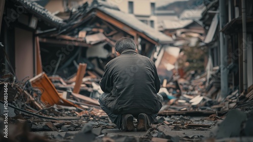 巨大地震による日本家屋の倒壊 photo