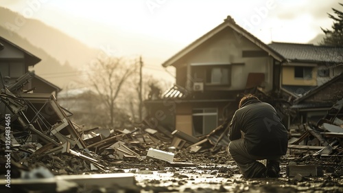 巨大地震による日本家屋の倒壊 photo