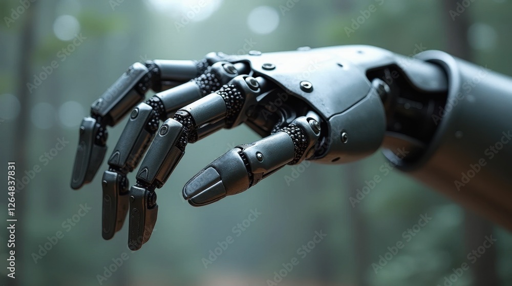 Close-up of a Metallic Robotic Hand Reaching Forward Close-up of a Metallic Robotic Hand Reaching Forward
