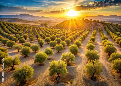 Andalusian Olive Grove Winter Harvest Panorama