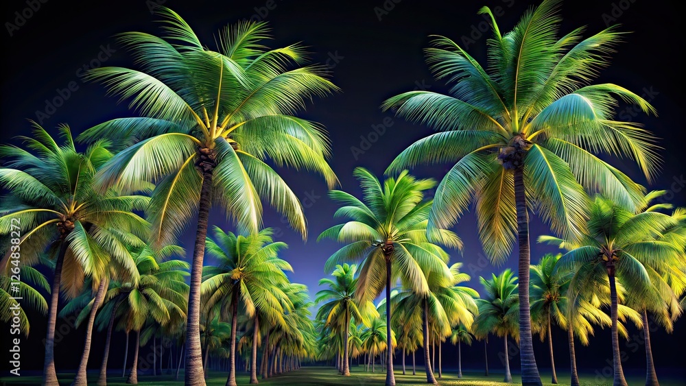 Fototapeta premium Animated Palm Trees Low Light Photorealistic Alpha