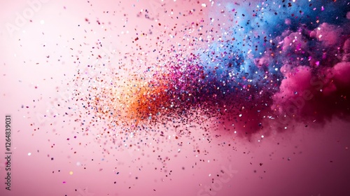 Colorful Explosion of Glitter and Powder. Generative AI photo