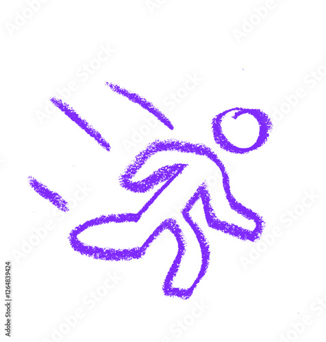 Person Falling Insurance Related Icon Crayon Chalk Drawing Vector