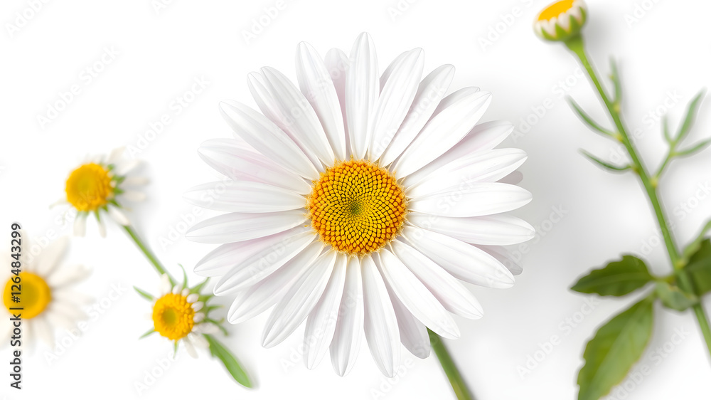 Fototapeta premium Daisy flower isolated on white background as package design element