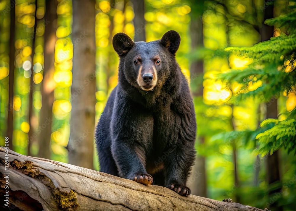 Obraz premium Black Bear in Quebec Forest - Architectural Photography