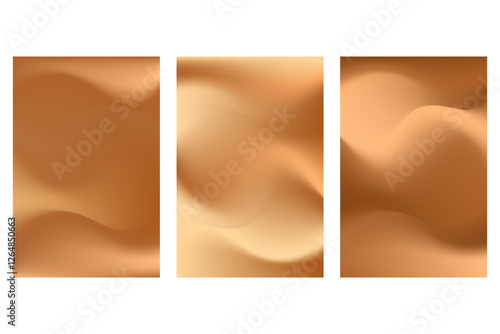 Abstract chocolate brown poster set, smooth blur gradient background, glowing lights, shadows tanned gradation banner. Aesthetic coffee color wallpaper with copy space. Vintage wavy texture