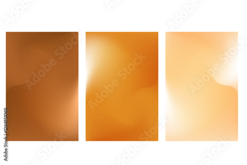 Abstract chocolate brown poster set, smooth blur gradient background, glowing lights, shadows tanned gradation banner. Aesthetic coffee color wallpaper with copy space. Vintage wavy texture