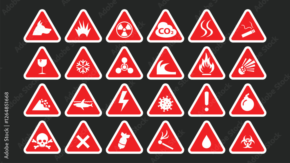 Danger Signs Collection – High-Quality Vector Hazard Symbols for Safety and Risk Indication
Danger Signs Collection – High-Quality Vector Hazard Symbols for Safety and Risk Indication