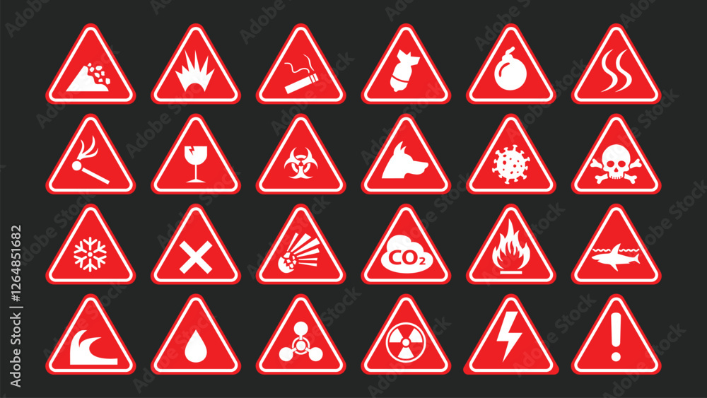 Danger Signs Collection – High-Quality Vector Hazard Symbols for Safety and Risk Indication
Danger Signs Collection – High-Quality Vector Hazard Symbols for Safety and Risk Indication