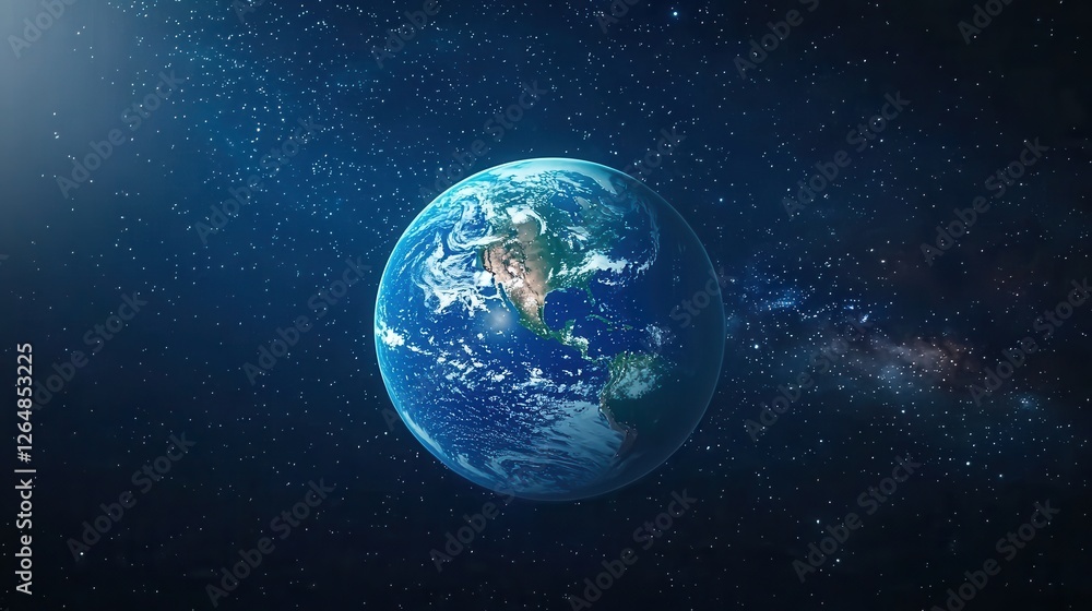 Fototapeta premium Earth seen from space surrounded by stars and colorful nebulas in the vast universe
