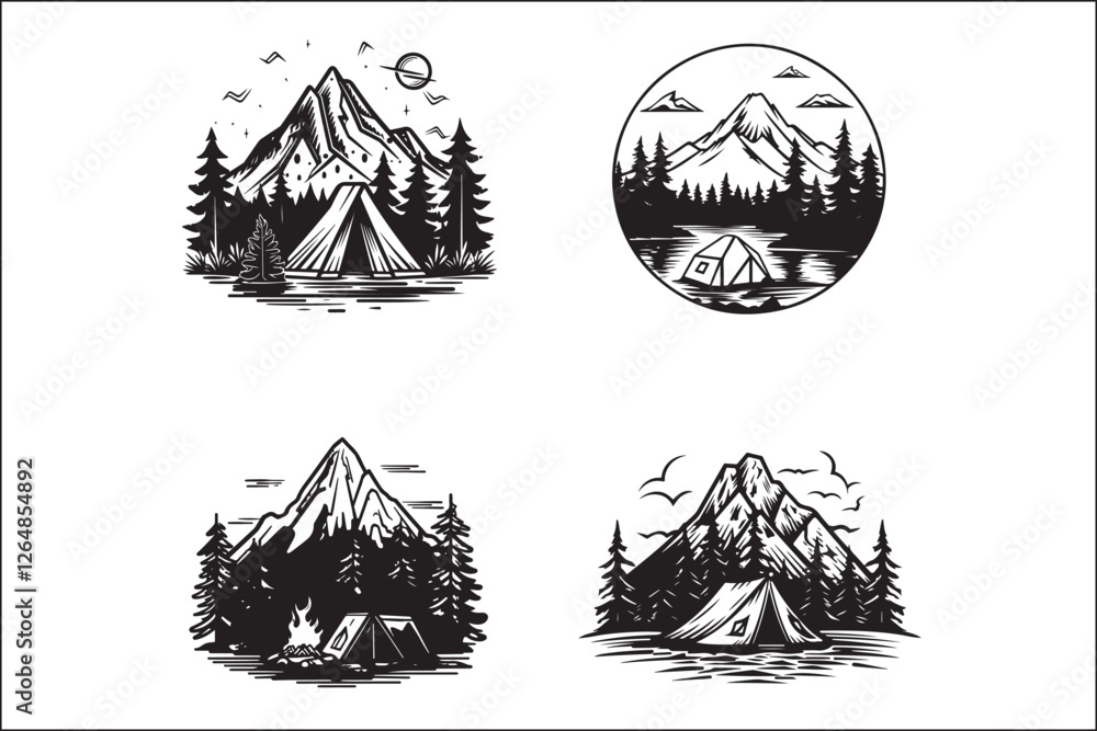 Minimalist Camping Logo Set Vector Line Art Illustrations Outdoor Adventure Camping Logo Set in Clean Line Art Style Modern Camping Logo Vector Pack Outline and Line Art Designs Minimalist Camping Logo Set Vector Line Art Illustrations Outdoor Adventure Camping Logo Set in Clean Line Art Style Modern Camping Logo Vector Pack Outline and Line Art Designs