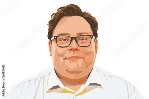 Business headshot of overweight man isolated illustration