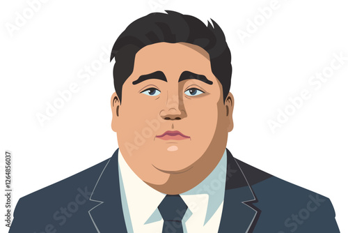 Business headshot of overweight man isolated illustration