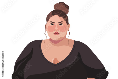 Business headshot of overweight woman isolated illustration