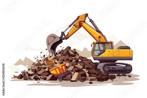 Construction Debris Site Industrial Waste Management isolated illustration