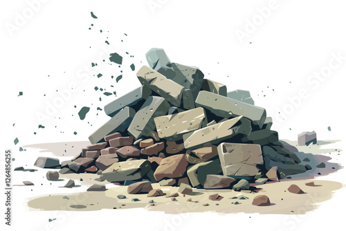 Construction Debris Site Industrial Waste Management isolated illustration