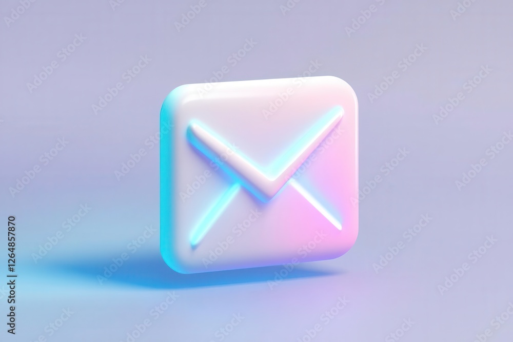 modern 3d email icon with soft shadows and gradient blue glow, minimalist tech design modern 3d email icon with soft shadows and gradient blue glow, minimalist tech design