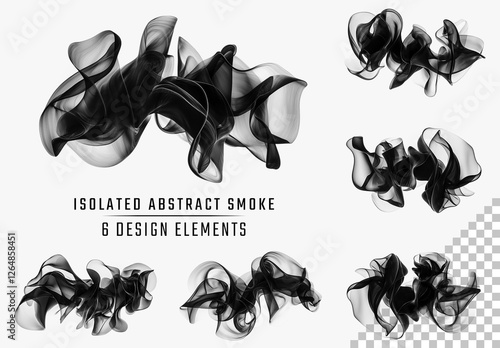 6 Abstract Smoke Waves Brushes On Transparent Background