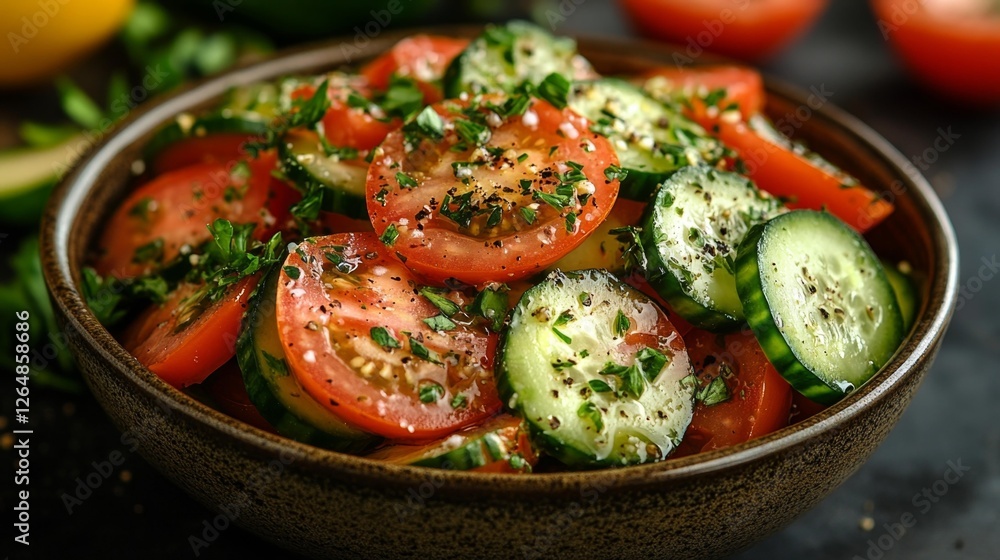 Fresh and Tasty Tomato and Cucumber Salad. Generative AI Fresh and Tasty Tomato and Cucumber Salad. Generative AI