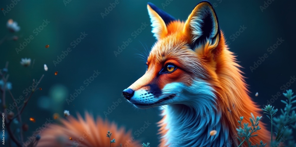 Majestic Red Fox in a Dreamlike Forest Setting, Surrounded by Soft Light and Lush Greenery Majestic Red Fox in a Dreamlike Forest Setting, Surrounded by Soft Light and Lush Greenery
