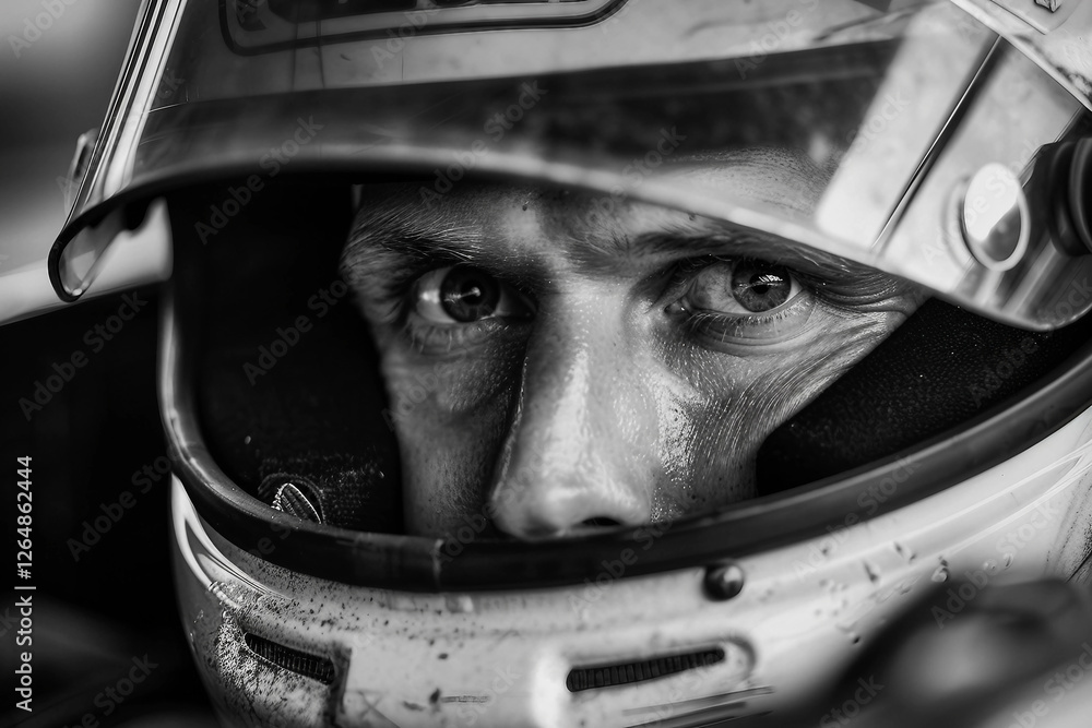 Professional racing team lineup in helmets and gear, showcasing unity and determination in motorsport, generative AI Professional racing team lineup in helmets and gear, showcasing unity and determination in motorsport, generative AI