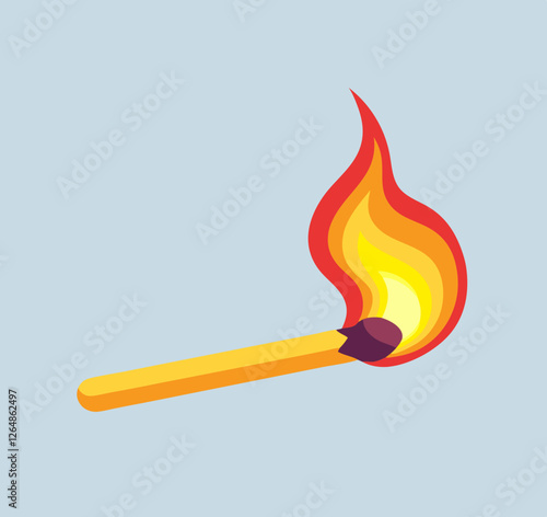 Bright flame ignites from a matchstick held at a slight angle against a light background