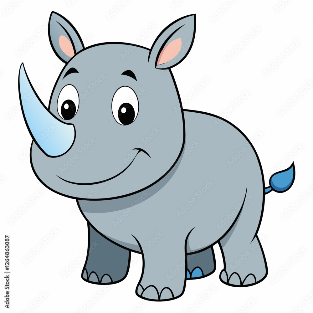 Fototapeta premium animal, cartoon, illustration, mammal, vector, rhino, hippo, wild, wildlife, rhinoceros, zoo, safari, hippopotamus, elephant, cute, nature, fun, baby, funny, drawing, happy, art, big, comic, horn