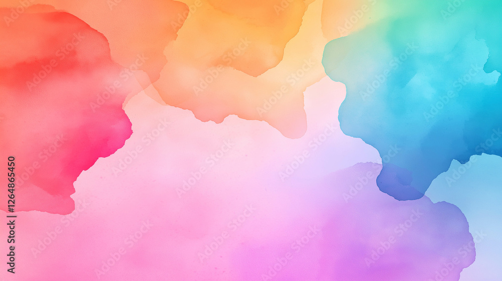 Obraz premium Soft pastel watercolor splashes create vibrant gradient background, evoking sense of calm and creativity