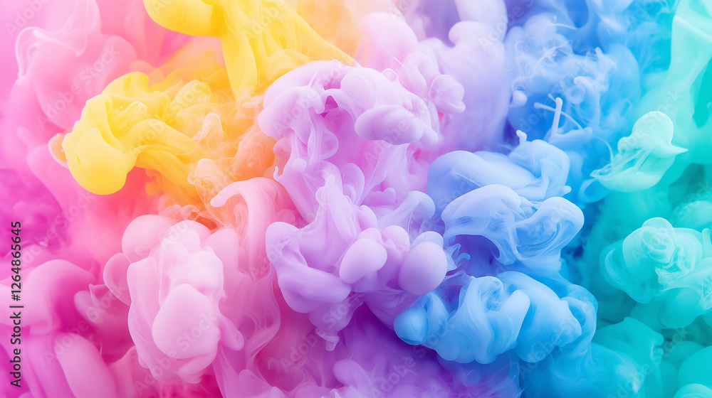 Fototapeta premium Whimsical pastel colored ink splashes create dreamy, vibrant background
