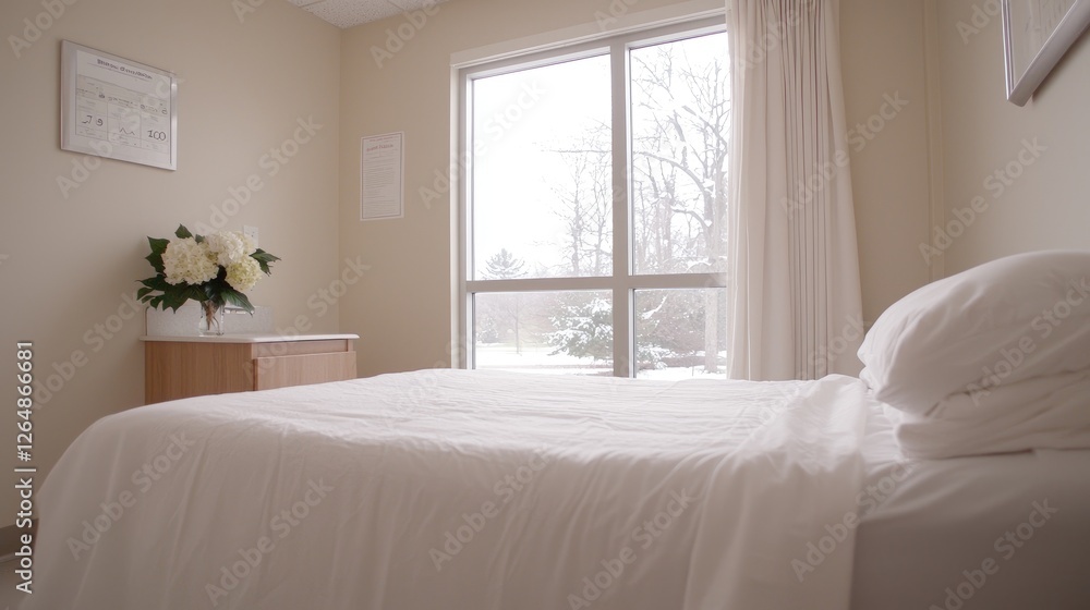 Clean, Cozy Bedroom with Winter View Clean, Cozy Bedroom with Winter View