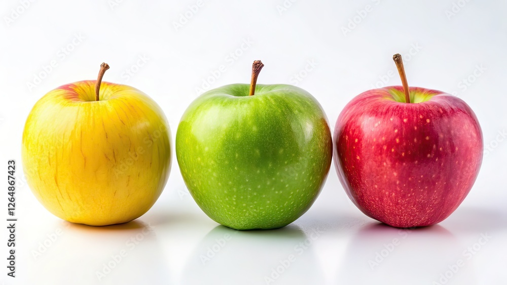 Colorful Apples Against White Background - Rule of Thirds Colorful Apples Against White Background - Rule of Thirds