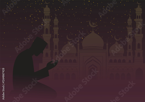  eid mubarak design with mosque vector art