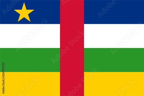 The flag of the Central African Republic, with accurate proportions and official colors. Vector image.