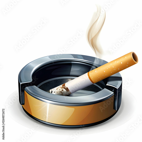 cigarette and ashtray on white background