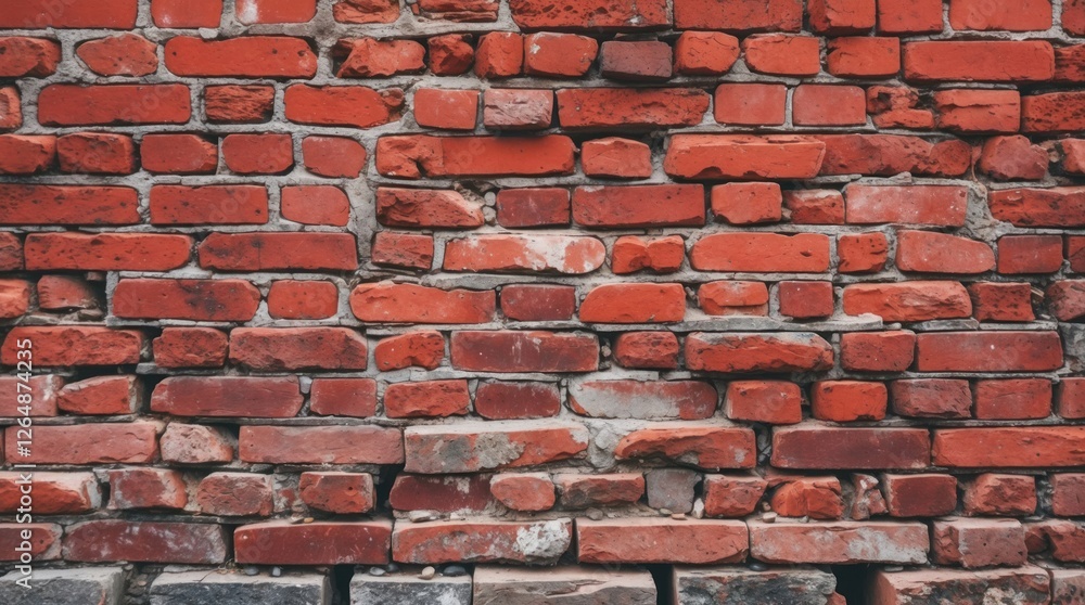 Red brick wall with various textures and aged appearance, suitable for backgrounds and design elements, Copy Space Red brick wall with various textures and aged appearance, suitable for backgrounds and design elements, Copy Space