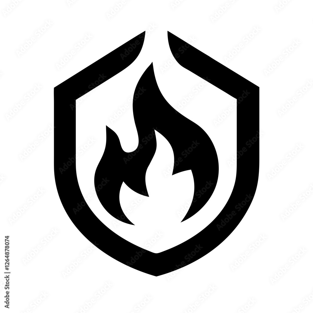 shield icon with flame, monochrome design, graphic representation, transparent background shield icon with flame, monochrome design, graphic representation, transparent background
